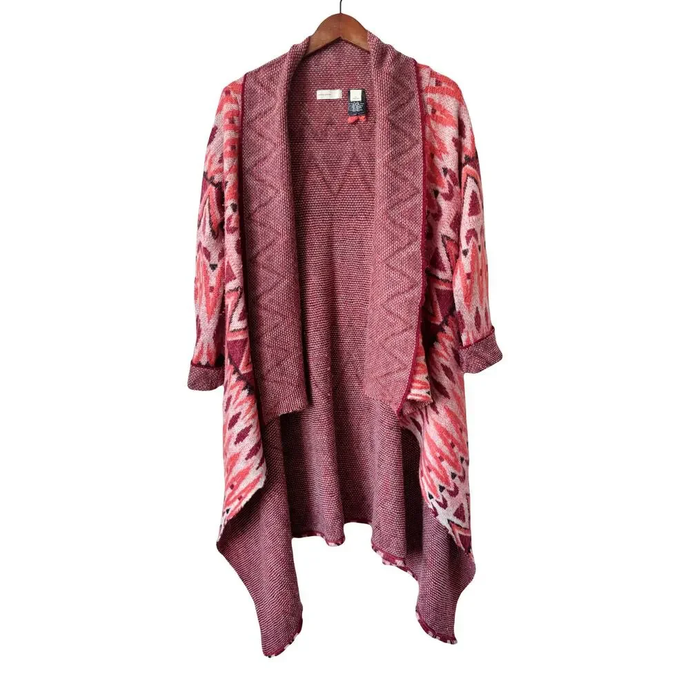 Anthropologie Sleeping on Snow Jacquard Knit Blanket Cardigan Sz M - Picture 1 of 7